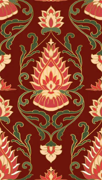 Vector illustration of Red floral pattern.