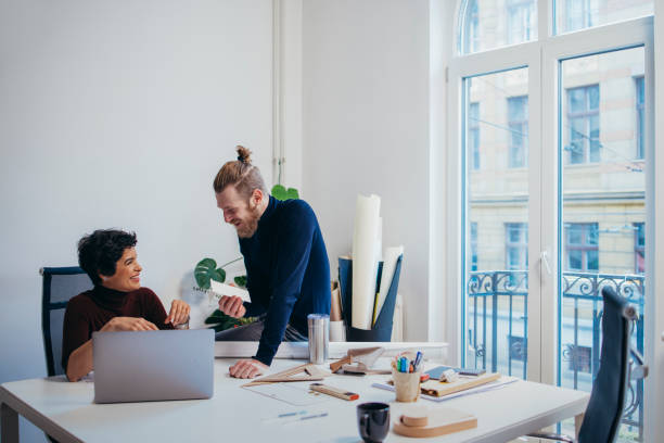 istock Two Young Architects Working Together on a New Design 1323094579
