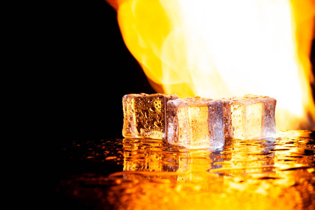 istock three ice cubes against the background of fire, fire and ice, place under the text 1323098137