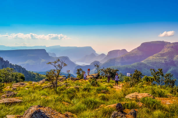 Beautiful Blyde river canyon near three rondavels in Sabie Graskop Mpumalanga South Africa Beautiful Blyde river canyon near three rondavels in Sabie Graskop Mpumalanga blyde river canyon stock pictures, royalty-free photos & images