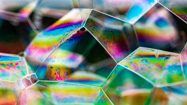 istock Vivid rainbow colours of a Macro soap bubbles creating psychedelic patterns under light dome 1323103832