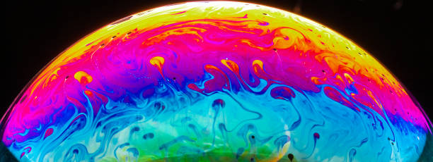 istock Vivid rainbow colours of a Macro soap bubbles creating psychedelic patterns under light dome 1323103879
