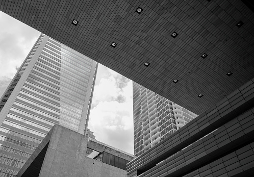 Intersecting buildings and sky in uptown Charlotte, North Carolina, USA