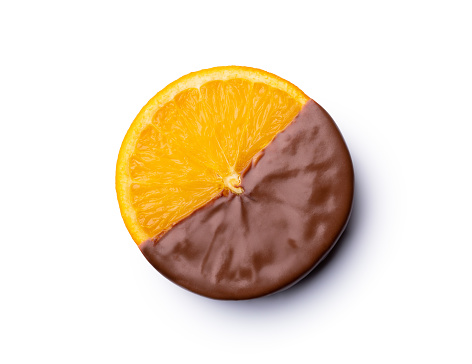 Candied orange slices in chocolate.