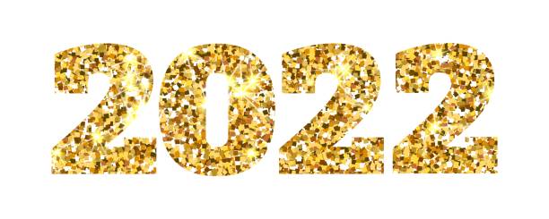 istock Gold shiny glitter 2022 new year. Greating card or poster golden design 1323109924