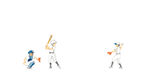 illustrazioni stock, clip art, cartoni animati e icone di tendenza di ragazzo di baseball - art painted image ball baseball