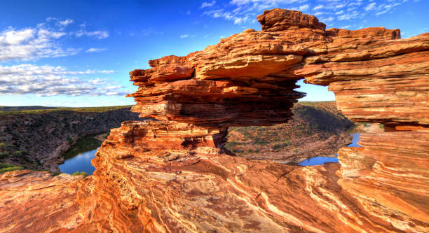 Kalbarri National Park, River Gorge, Australia, Sandstone, millions of Years Erosion, furrowed Rock, razor sharp Stone Tips, Nature’s Window, great Rock Formation, spectacular Scenery, picturesque Location, rugged Countryside, Hiking Track, Nature Experience, Attraction, Point of Interest