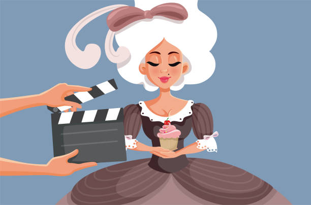 illustrations, cliparts, dessins animés et icônes de actrice portant une robe de bal mettant en vedette dans un film dramatique historique - staring