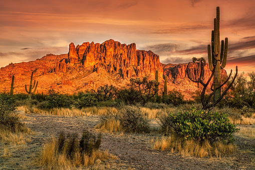 Superstition Mountain in the Sonoran Desert near Phoenix, Arizona