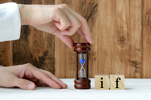 Human'ｓhand and wooden blocks with 