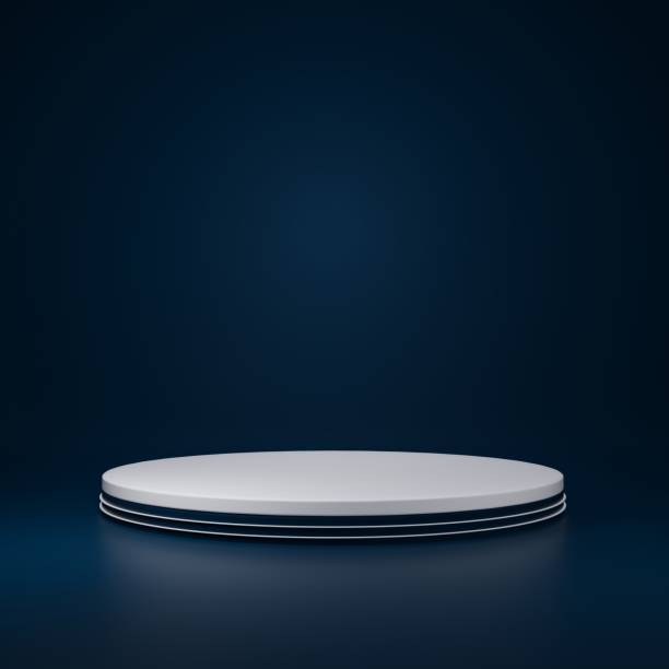 istock Luxury white Product Stand in blue room ,Studio Scene For Product ,minimal design,3D rendering 1323136214