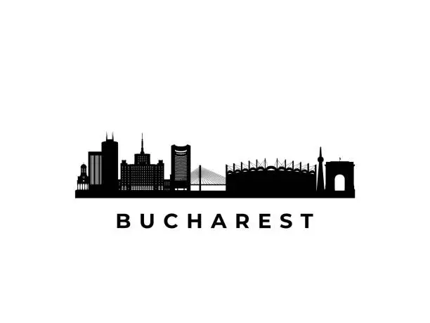 Vector illustration of Vector Bucharest skyline. Travel Bucharest famous landmarks. Business and tourism concept for presentation, banner, web site.