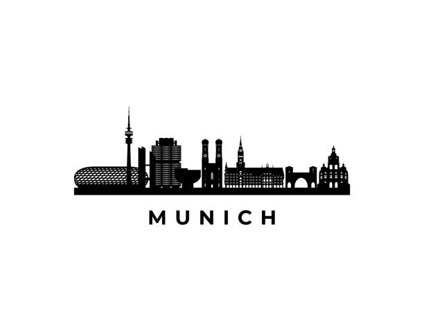 stockillustraties, clipart, cartoons en iconen met vector de horizon van münchen. reis münchen beroemde bezienswaardigheden. bedrijfs en toerismeconcept voor presentatie, banner, website. - münchen