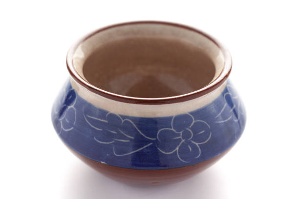 istock Closeup of Empty Indian Hand Made ceramic  (handi) glazed,  over white Background 1323142816