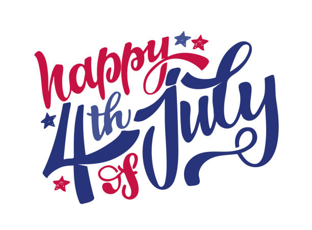 Text 4th of July. Independence Day vector lettering typography for postcard, card, banner. Celebration calligraphy. US military armed forces typography concept . National poster design Text 4th of July. Independence Day vector lettering typography for postcard, card, banner. Celebration calligraphy. US military armed forces typography concept . National poster design happiness stock illustrations