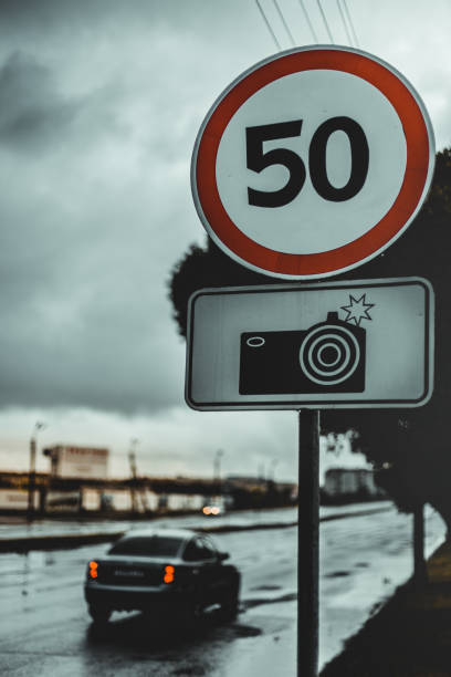 road sign and car in the city