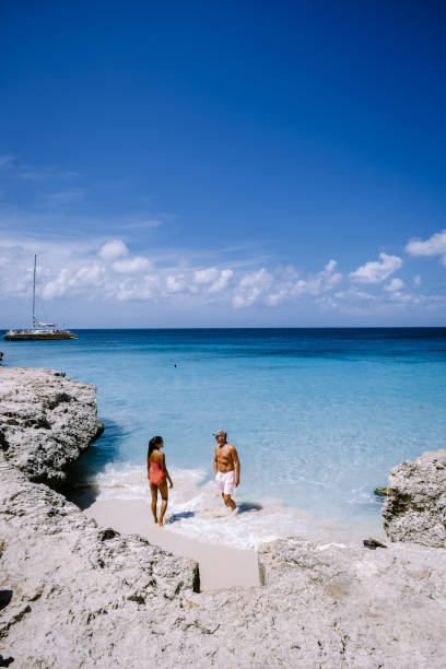 istock Tres Trapi Steps Triple Steps Beach, Aruba completely empty, Popular beach among locals and tourists, crystal clear ocean Aruba 1323154037