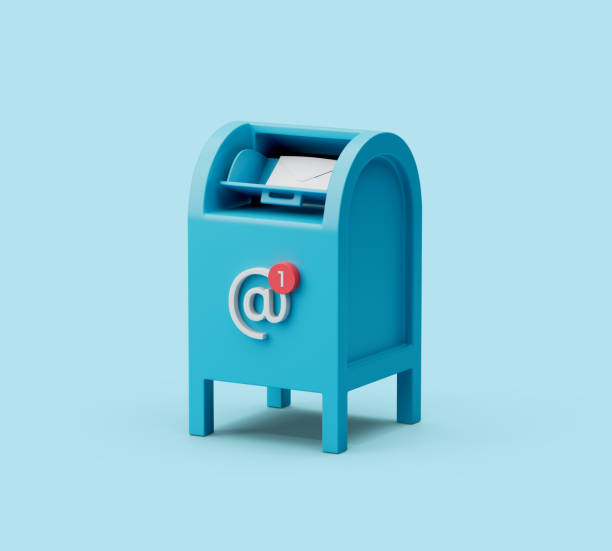 istock Simple postbox icon 3d render illustration in pastel blue background 1323154092