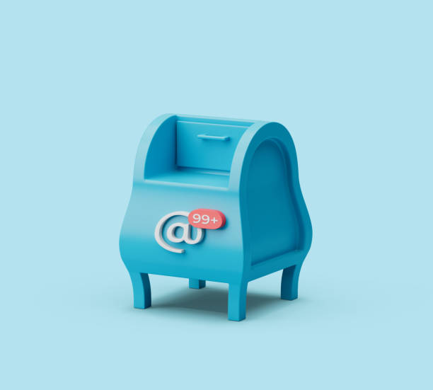 istock Simple postbox icon 3d render illustration in pastel blue background 1323154093