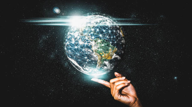 istock Global network connection covering earth with link of innovative perception 1323156075