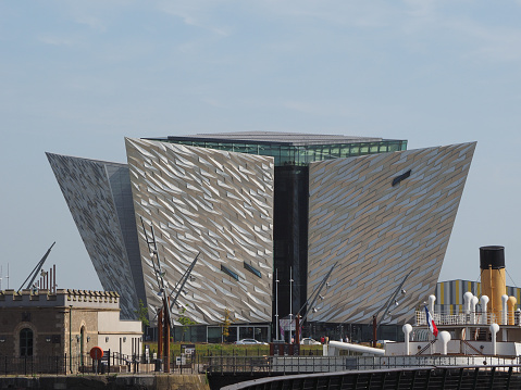 Belfast, United Kingdom - Circa June 2018: Titanic Belfast centre on the site of the former Harland Wolff shipyard where the RMS Titanic was built