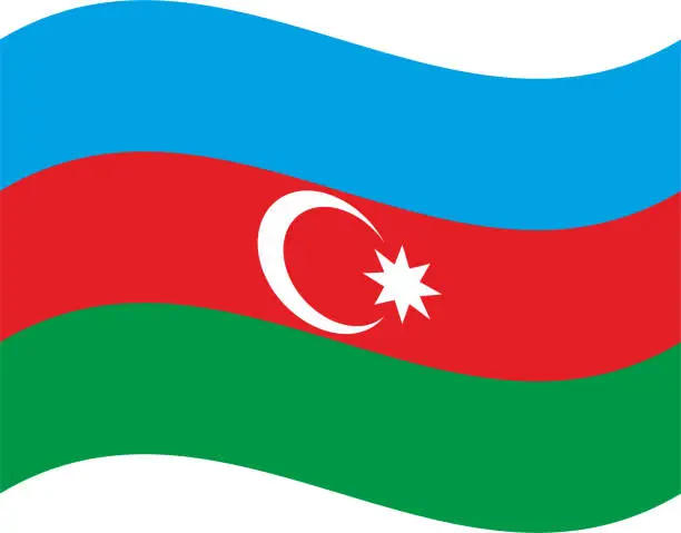 Vector illustration of Azerbaijan waving flag
