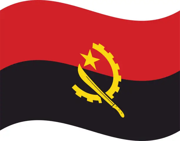 Vector illustration of Angola waving flag