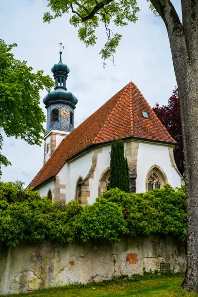 Germany, Ulrichskapelle in adelberg abbey near goeppingen, a historical chapel in a beautiful garden