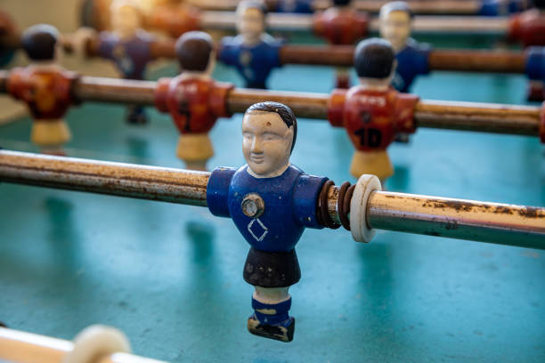 istock Old retro figures for playing table football. 1323166472