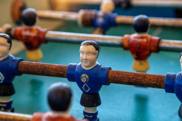 istock Old retro figures for playing table football. 1323166547