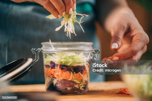 Fermenting Vegetables Stock Photo - Download Image Now - Probiotic, Food, Fermenting