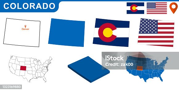 istock USA state Of Colorado's map and Flag. 1323169880