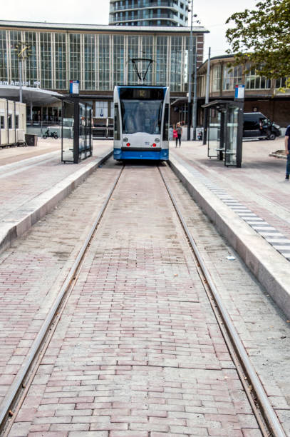 New Tram Stop After Constructions At The Amstel Station The Netherlands 22-8-2018