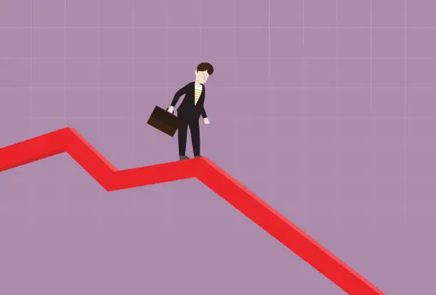 Vector illustration of Businessman standing on a stock market graph