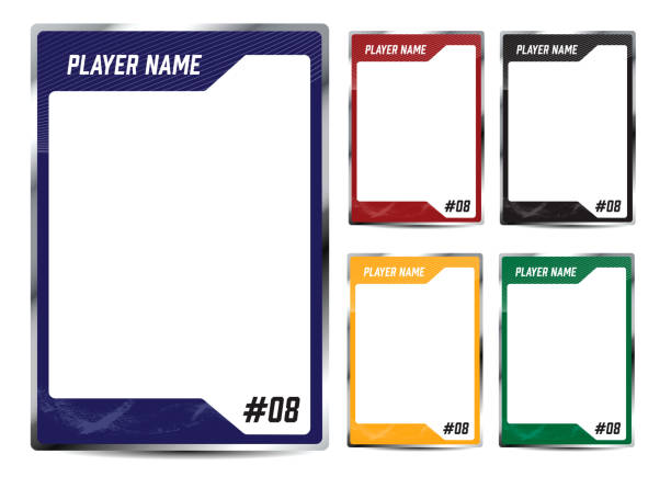 Hockey player trading card frame border template design flyer Hockey player trading card frame border template design flyer playing card stock illustrations