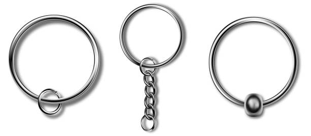 Leather keychain, trinket keyring mockup. Keyholder and breloque illustration. Keyring holders isolated on white background. Blank accessory. Leather keychain, trinket keyring mockup. Keyholder and breloque illustration. Keyring holders isolated on white background. Blank accessory. key ring stock illustrations