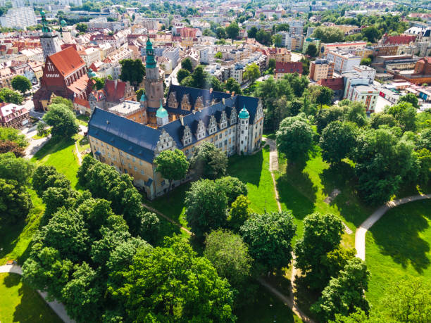 istock Panoramic Drone View Over Olesnica Castle and Old Town 1323200467