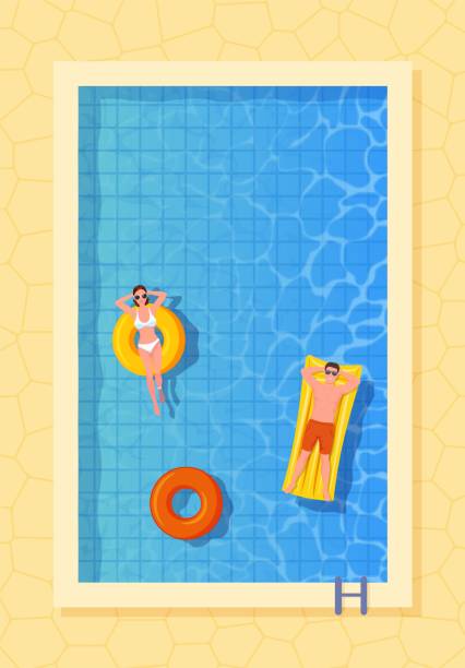 illustrations, cliparts, dessins animés et icônes de les gens qui se reposent ensemble dans la piscine - swimming pool child swimming buoy