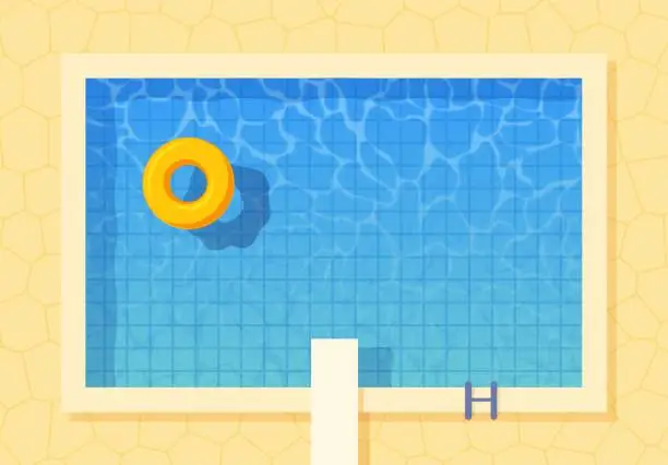 Vector illustration of Swimming pool top view with inflatable ring