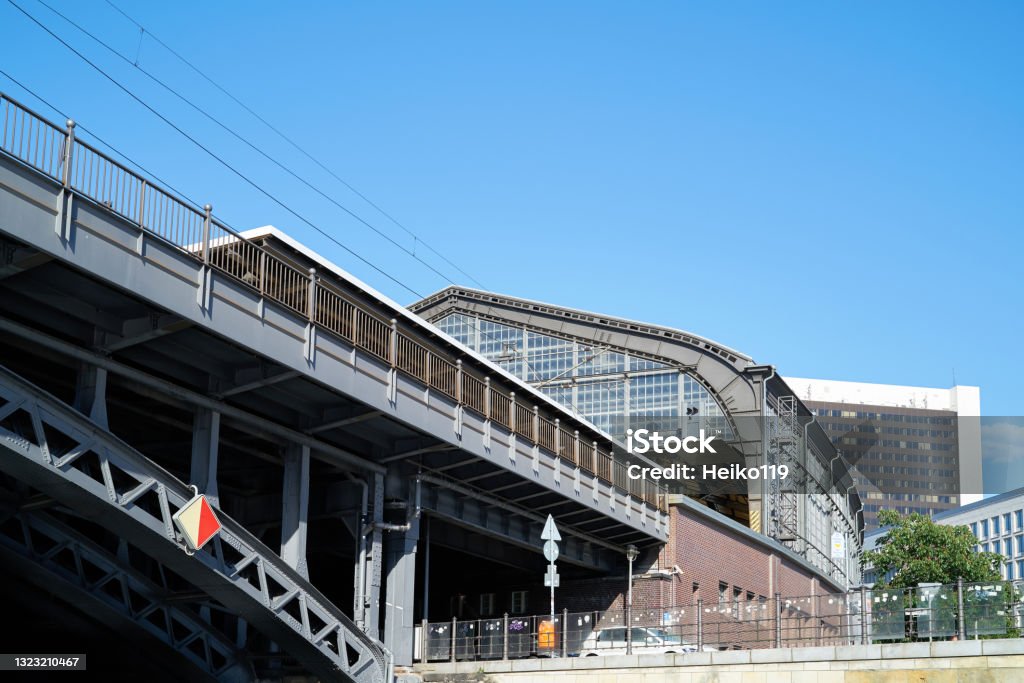 train station Friedrichstrasse in Berlin seen from the river Spree The historic train station Friedrichstrasse in Berlin also called the Palace of Tears seen from the river Spree Berlin Stock Photo