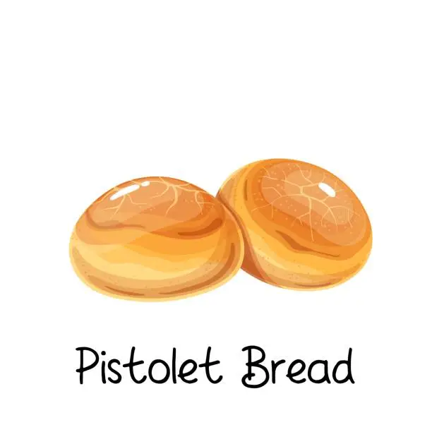 Vector illustration of Pistolet bread or petits pain icon