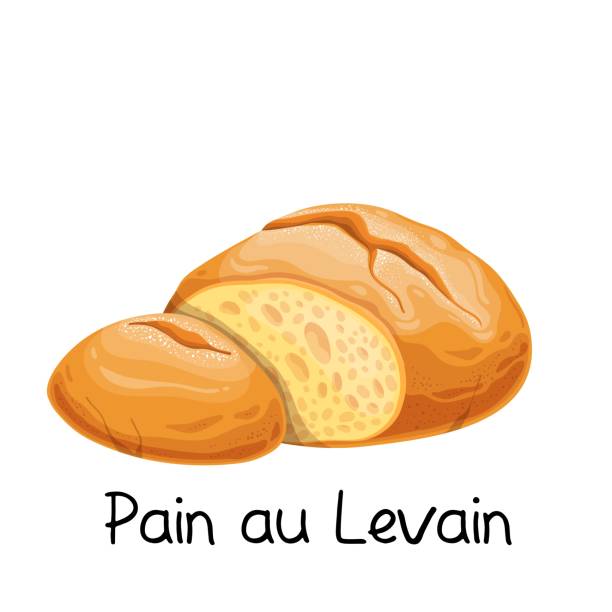 Pain au levain, sourdough bread icon Pain au levain, sourdough bread icon. French bakery product colored vector illustration. levain stock illustrations