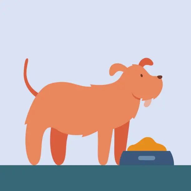 Vector illustration of Dog Eating Dog Food