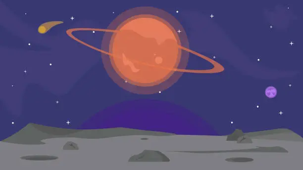 Vector illustration of Mars landscape