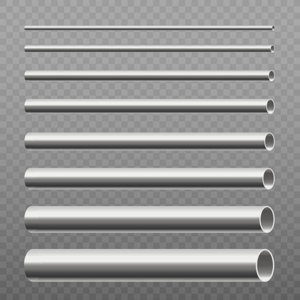 istock Set of steel pipes of various diameter, realistic vector illustration isolated. 1323217777