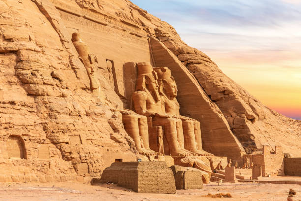 istock Abu Simbel, Egypt, view of the Great Temple's colossal statues, sunset light 1323219479