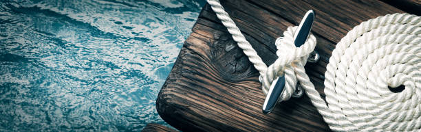 Coiled Boat Rope Secured To Cleat