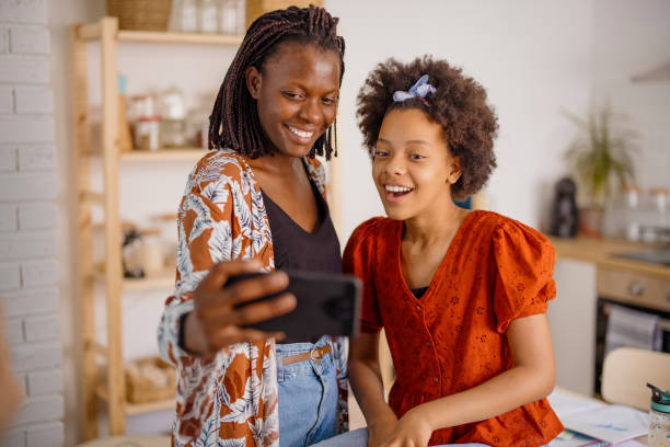 istock Mother and daughter taking selfie 1323234149