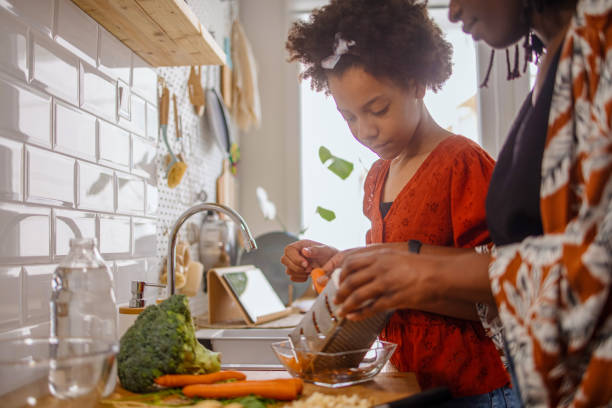 istock Mother and daughter cooking together 1323234803
