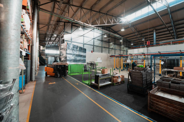 istock Forklift loader in storage warehouse ship yard. Distribution products. Delivery. Logistics. Transportation. Business background 1323244032